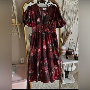 Floral Burgundy Dress
